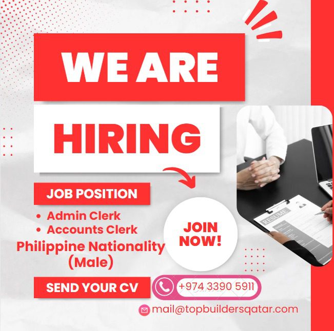 Admin Clerk & Accounting Clerk job in Qatar